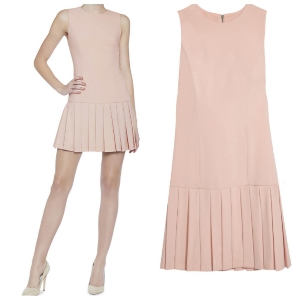 Alice + Olivia Blush Pleated Drop Waist Dress